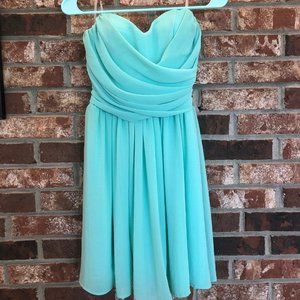 Flowy Strapless Turquoise Dress